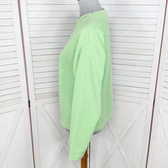 Exist Fleece Lined Terrycloth Knit Crew Neck Sweatshirt Lime Green Small - Picture 2 of 13